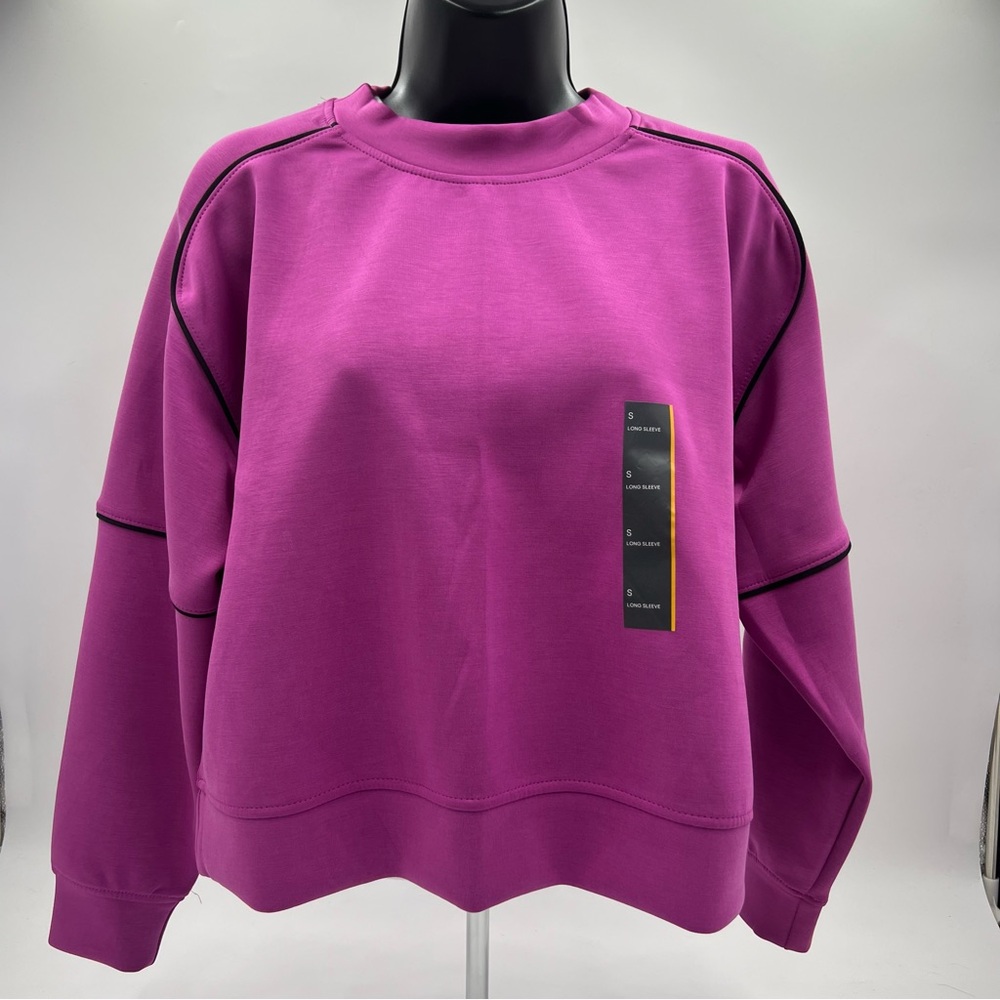 All in motion size small pink & black scuba sweatshirt. Sandwash pickleball crew - Picture 8 of 11